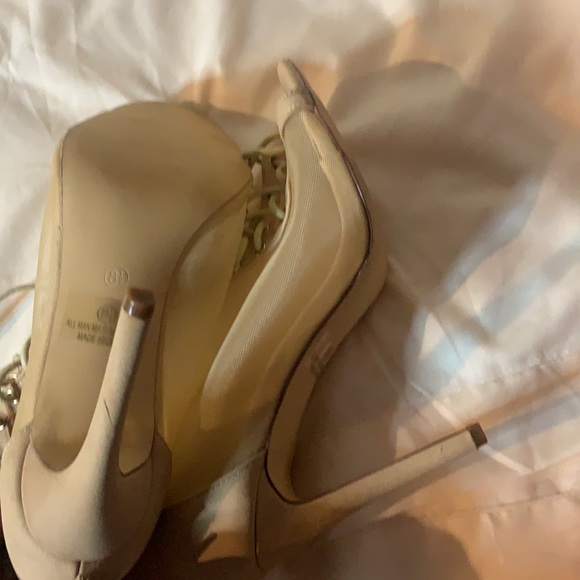 Lace-Up Suede Peep-toe Sheer Stilettos - Picture 3 of 5